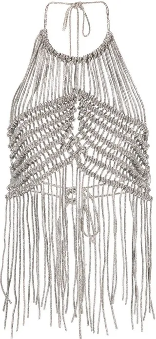 GIUSEPPE DI MORABITO- Crystal Mesh Cropped Top