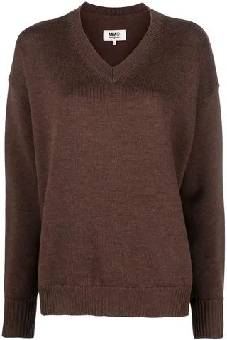 V-neck logo-intarsia jumper