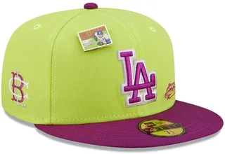 Men's New Era Green and Purple Los Angeles Dodgers Mlb x Big League Chew Swingin' Sour Apple Flavor Pack 59FIFTY Fitted Hat