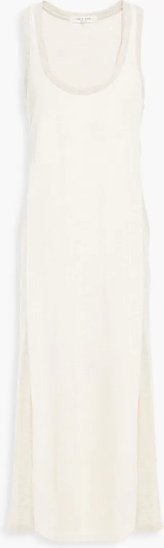 Linen-blend jersey midi dress