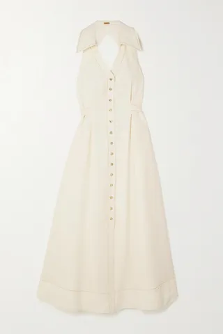 Cult Gaia - Bella Tie-detailed Twill Midi Shirt Dress - White