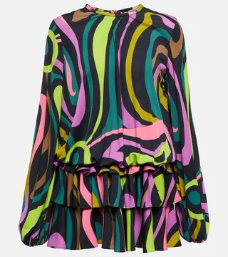Printed silk-blend dress