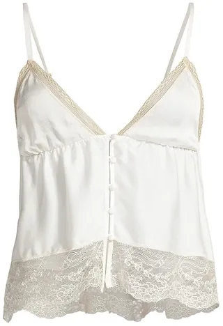 Tiered Lace-Trim Silk Camisole