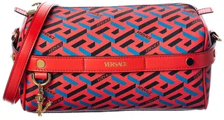 Versace Greca Coated Canvas & Leather Shoulder Bag