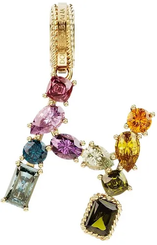 Rainbow Alphabet 18K Yellow Gold & Multi Gemstone Initial H Charm