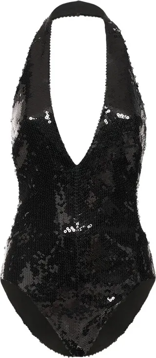 Sequined halter neck bodysuit