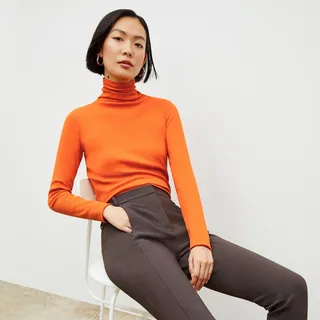 Axam Turtleneck - Ribbed Pima Cotton - Clementine