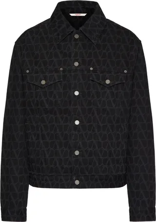 VLogo-print denim jacket