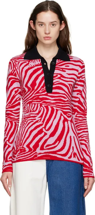Marques Almeida Red & Pink Three-Button Polo
