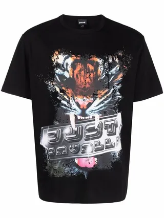 tiger-print short-sleeved T-shirt