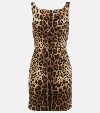 Leopard-print silk-blend minidress