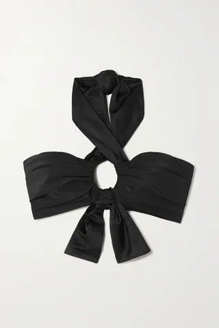 Johanna Ortiz - Ville De Lumiere Cropped Silk Halterneck Top - Black