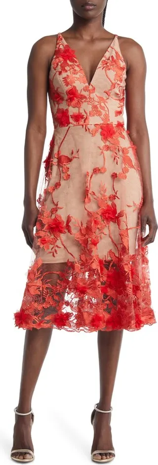 Audrey Embroidered Fit & Flare Dress