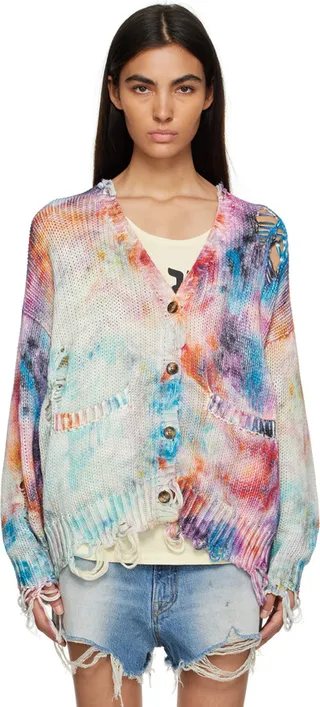 R13 Multicolor Jumbo Tie-Dye Cardigan