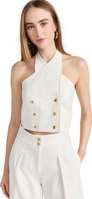 Rosetta Getty Button Halter Top