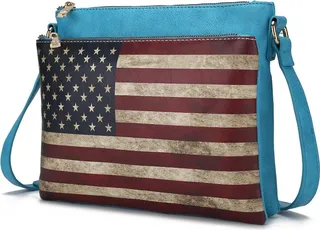 Madeline Printed Flag Vegan Leather Women’s Crossbody Bag