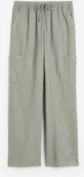 Wide-leg Linen-blend Pants