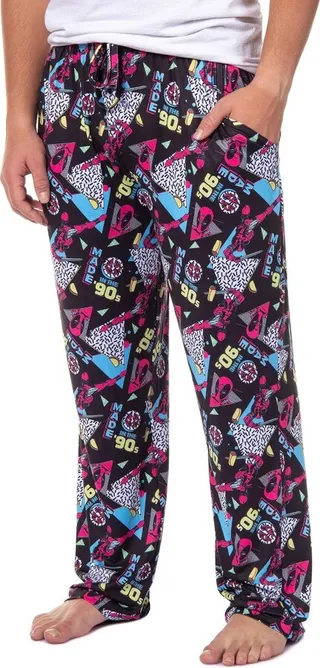Marvel Comics Mens' Deadpool Retro Made In The '90s Sleep Pajama Pants (Large) Black