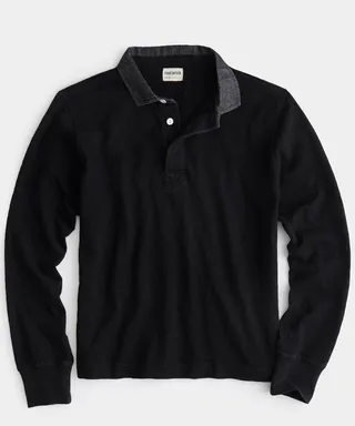 Black Indigo Longsleeve Rugby Polo