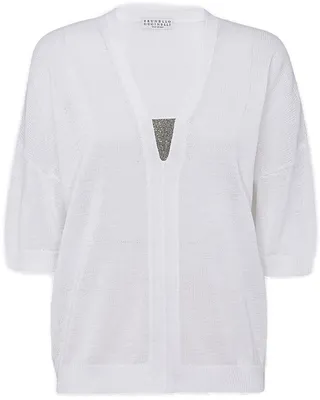 Brunello Cucinelli Monili V-Neck Drop Shoulder Knitted Top