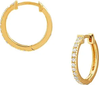 14K Yellow Gold & Diamond Hoop Earrings