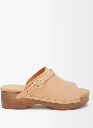 Open-toe Leather Clogs