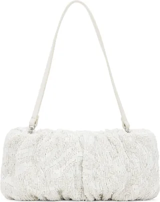 Staud White Beaded Bean Bag