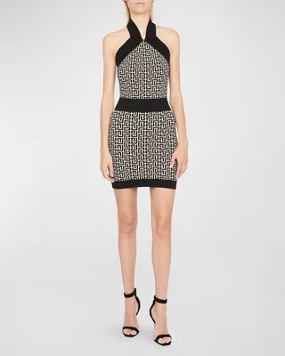 Monogram Knit Halter Dress