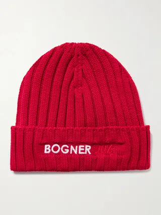 + 007 Bosco Logo-Embroidered Ribbed Virgin Wool-Blend Beanie