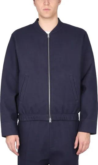 AMI Zip-Up Straight Hem Bomber Jacket