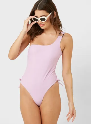 Printed Asymmetric Swimsuit