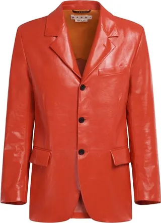 Polished-Finish Leather Jacket