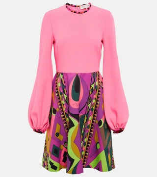 Printed crepe minidress