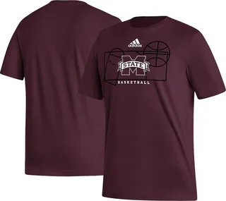 Men's adidas Maroon Mississippi State Bulldogs Basketball Court Fresh T-shirt