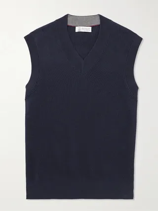 Ribbed Cotton Sweater Vest