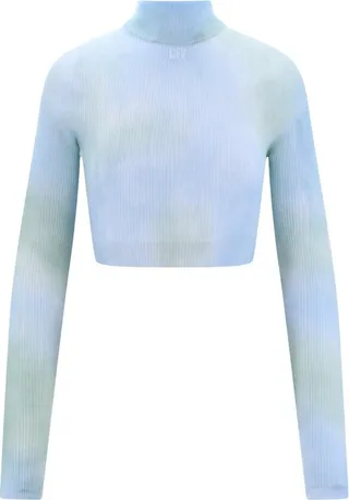 Off-White Tie-Dye Turtleneck Cropped Top