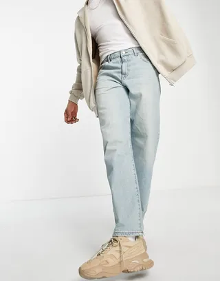 ASOS DESIGN baggy jeans in tinted light wash blue