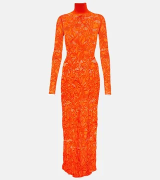 Lace turtleneck maxi dress