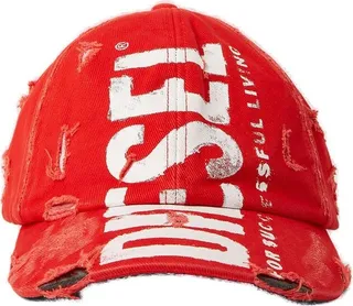 Diesel C-Ewan Logo-Printed Distressed Cap