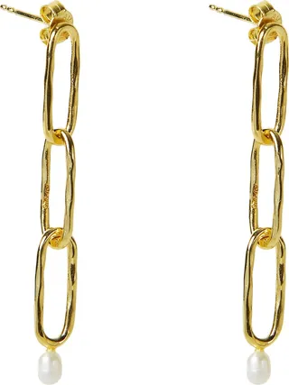 Freshwater Pearl Paper Clip Drop Earrings