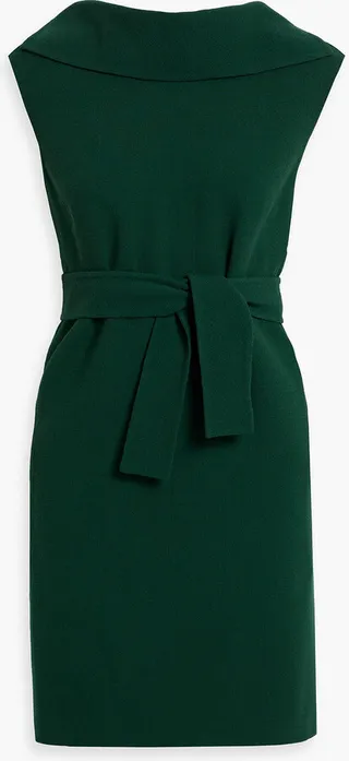 Belted wool-blend mini dress