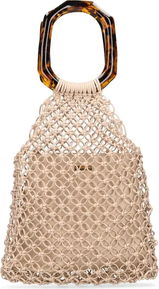 Myla frame handle large leather net tote
