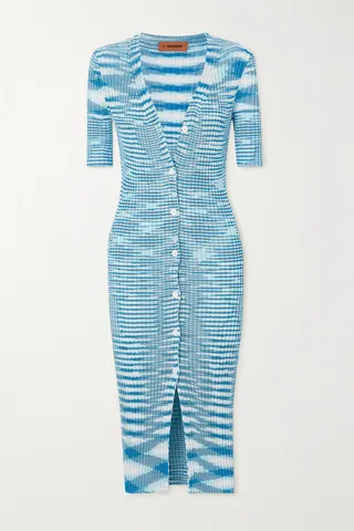 Missoni - Space-dyed Ribbed-knit Midi Dress - Blue