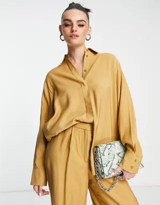 ASOS EDITION oversized slouchy shirt in caramel