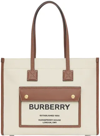 Small Freya Horseferry Logo Canvas & Leather Tote