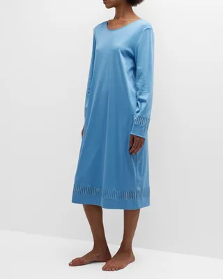 Gaia Lace-Inset Scoop-Neck Nightgown