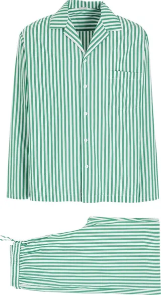 Cotton Striped Pyjama Set Sleepwear Green
