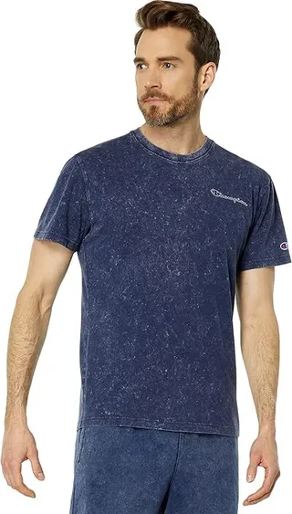 Champion Acid Wash Short Sleeve Tee (Acid Wash Athletic Navy) Men's Clothing