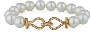18k Diamond-Link Pearl Bracelet