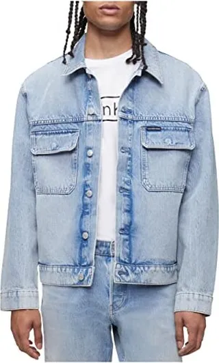 Calvin Klein Men's Stonewash Utility Trucker Jacket